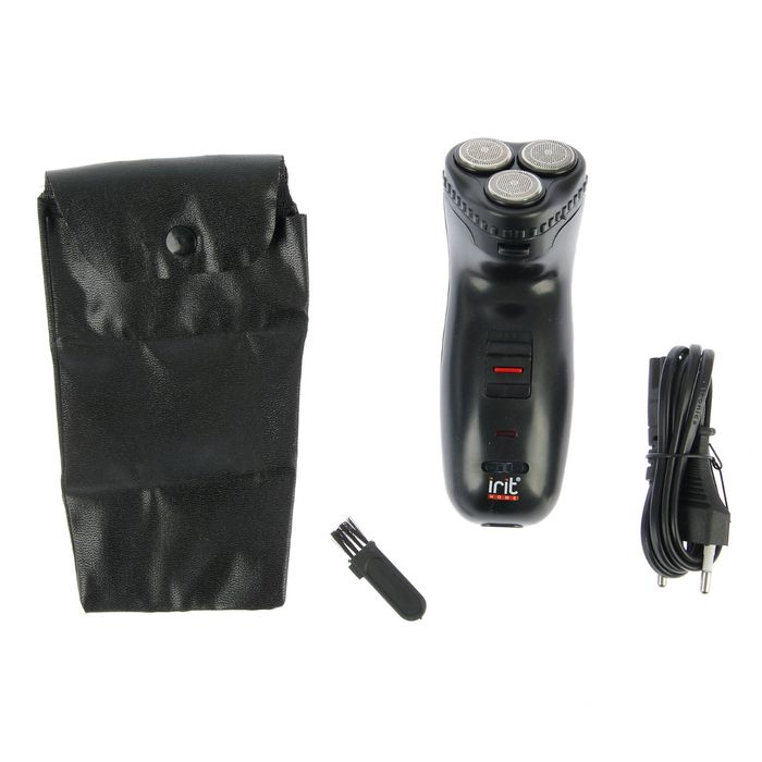 Электробритва Irit IR-3020, 3 Вт, АКБ, роторная, 3 бритвенные головки, чёрная