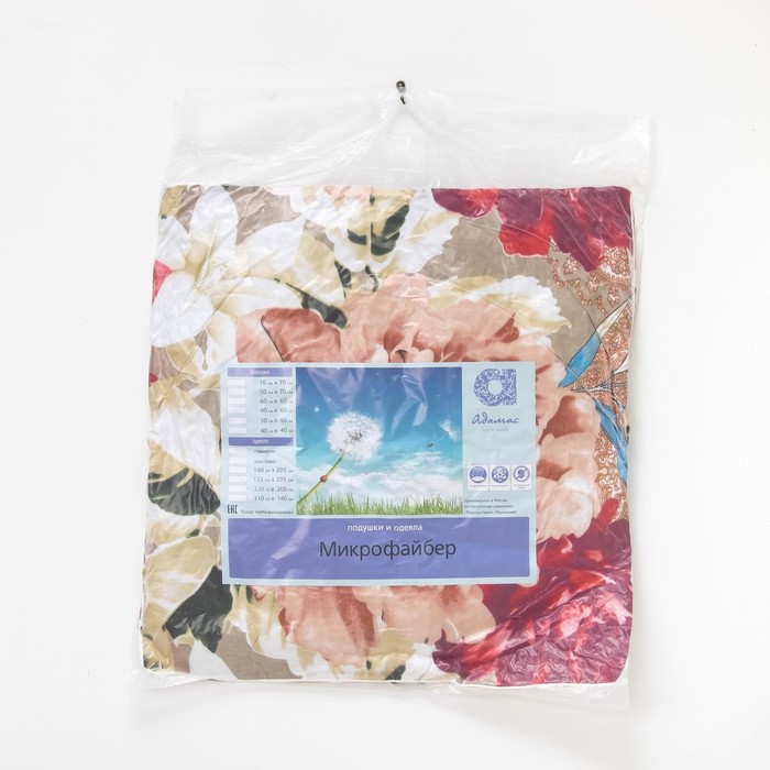 Подушка Адамас синтетическая, размер 50х50 см, холлофайбер, чехол МИКС