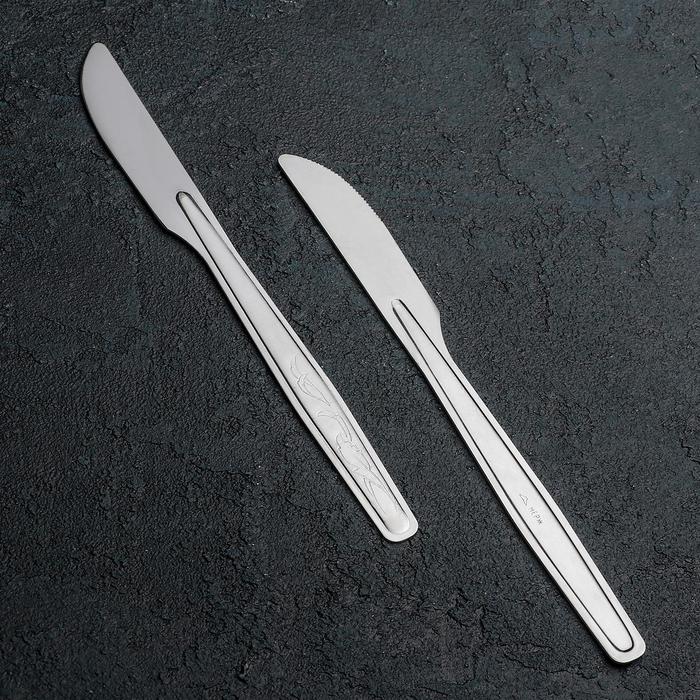 Нож столовый «Силуэт», длина=19,3 см, толщина 1 мм, цвет серебряный нож детский столовый непоседа h 17 5 см толщина 2 мм цвет серебряный