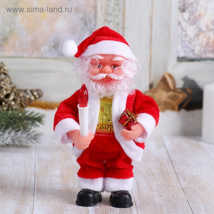 Дед Мороз Со свечой и подарком/колокольчик 16 см, микс