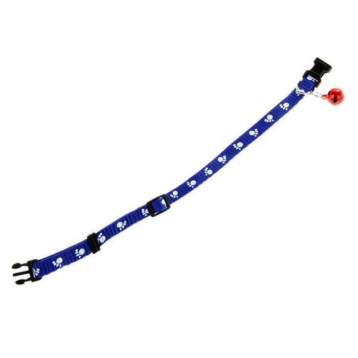Ошейник "Лапки" 30 х 1 см, полиэстр, синий