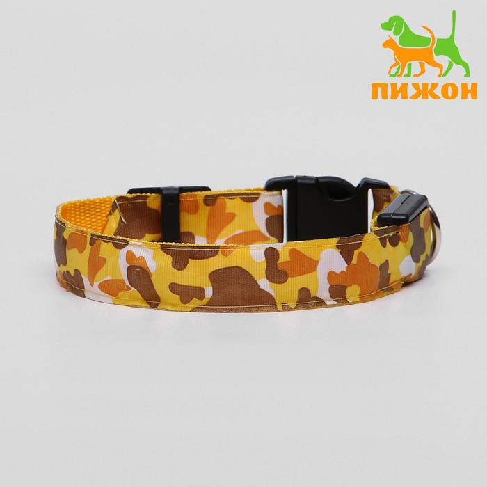 Ошейник с подсветкой "Милитари", 3 режима свечения, М, 43-48 х 2,5 см, микс цветов