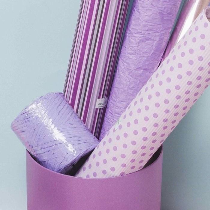 Рафия однотонная, сиреневая, 200 м