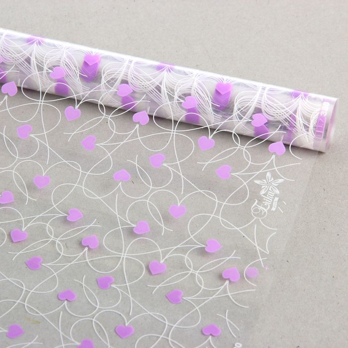 Пленка для цветов "Карамель", бело-сиреневая, 0,7 х 7,5 м, 40 мкм