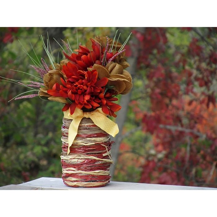 Рафия двухцветная, красно-малиновый, 200 м