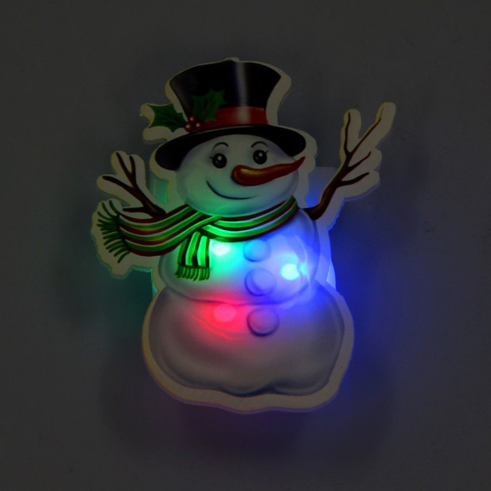 Значок световой "Снеговичок в шляпе"