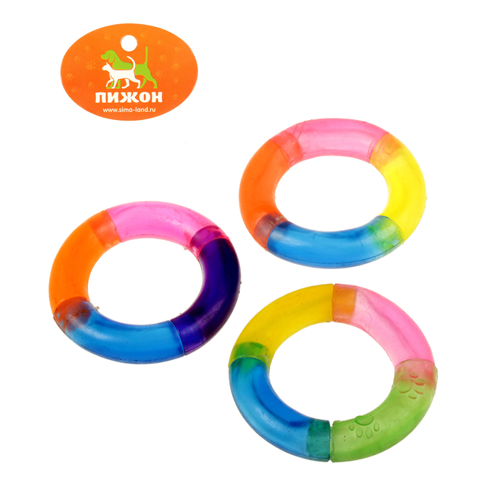 Игрушка жевательная "Кольцо разноцветное" 8 см, термопластичная резина