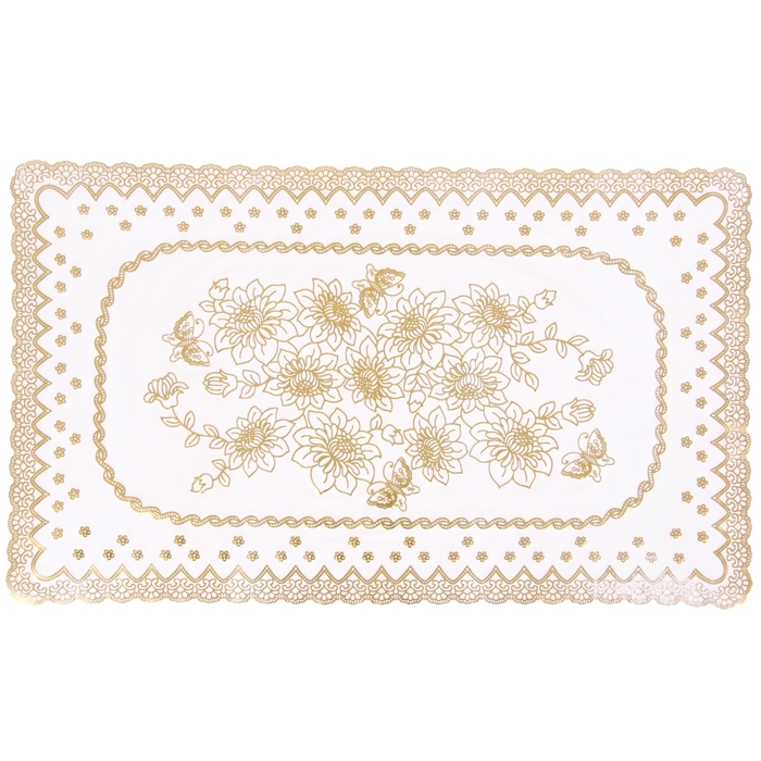 Салфетка ажурная ПВХ 100х60 см &quot;Букет&quot;, цвет золото