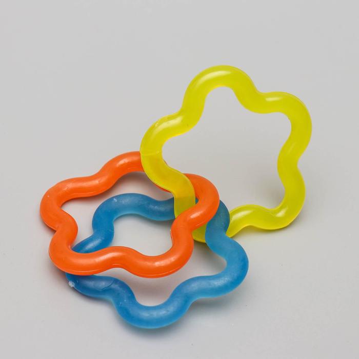 фото Игрушка жевательная "3 звезды" 16 см, прозрачная, голубая/жёлтая/оранжевая пижон