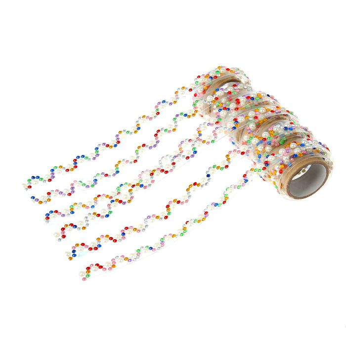 Клейкая лента декоративная "Стразы змейка", МИКС, длина 0.5 м, ширина 1.9 см