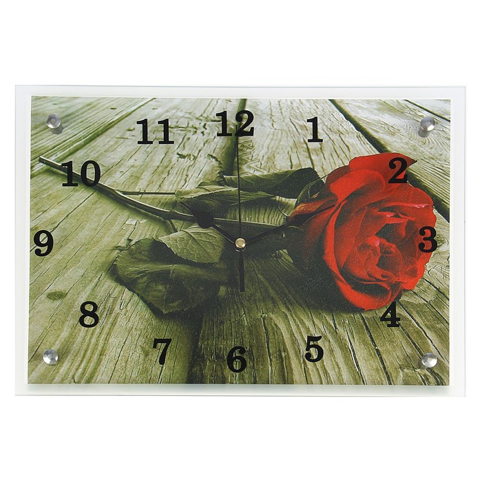 Часы настенные прямоугольные "Красная роза", 25х35 см