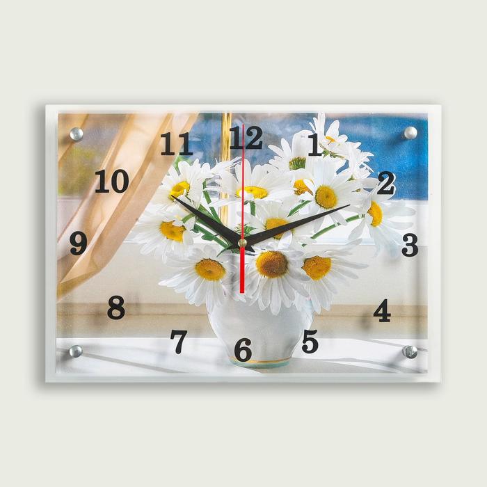 фото Часы настенные, серия: цветы, "ромашки", 25х35 см, микс сюжет