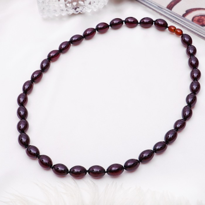 Бусы "Янтарь" овал, цвет коньячный, 55см