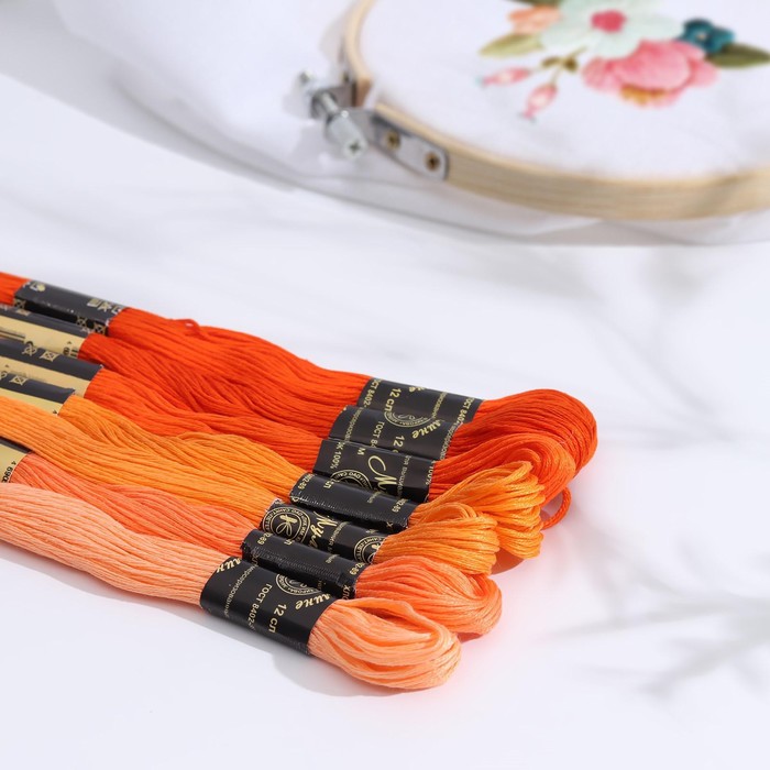 Набор ниток мулине «Цветик-Семицветик», 10 ± 1 м, 7 шт, цвет оранжевый спектр