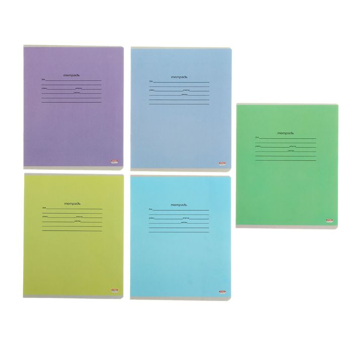 Тетрадь 12 листов клетка "Учусь на "Отлично", картонная обложка, 5 видов МИКС