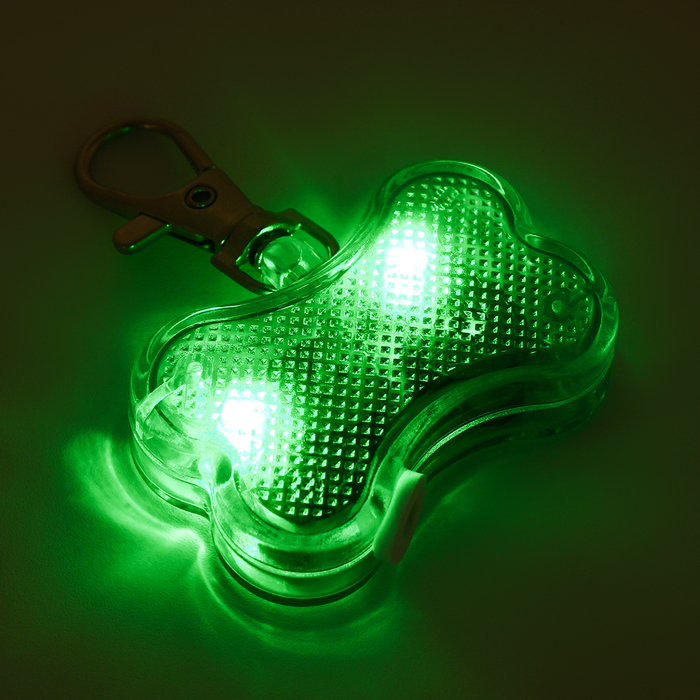 Маячок "Косточка" с наклейкой для записи телефона, 3 режима свечения, зелёный
