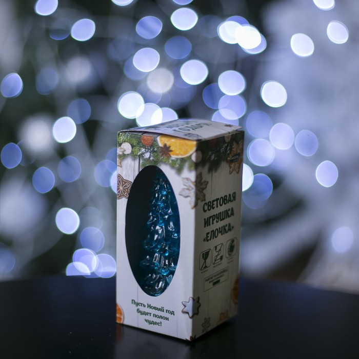 Игрушка световая "Елочка загадка" (батарейки в комплекте) 13 см, 1 LED, RGB, СИНЯЯ