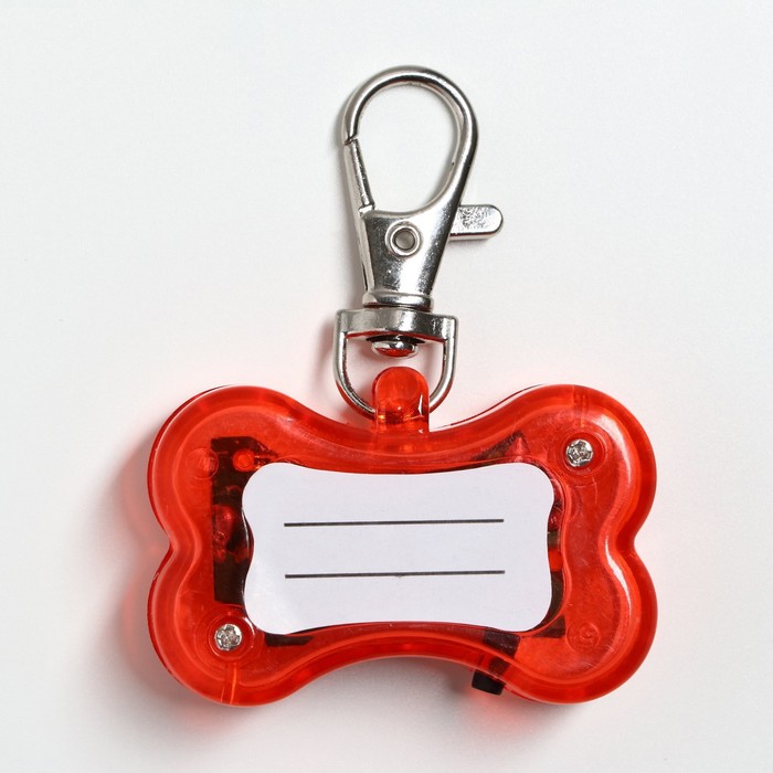 Маячок "Косточка" с наклейкой для записи телефона, 3 режима свечения, красный