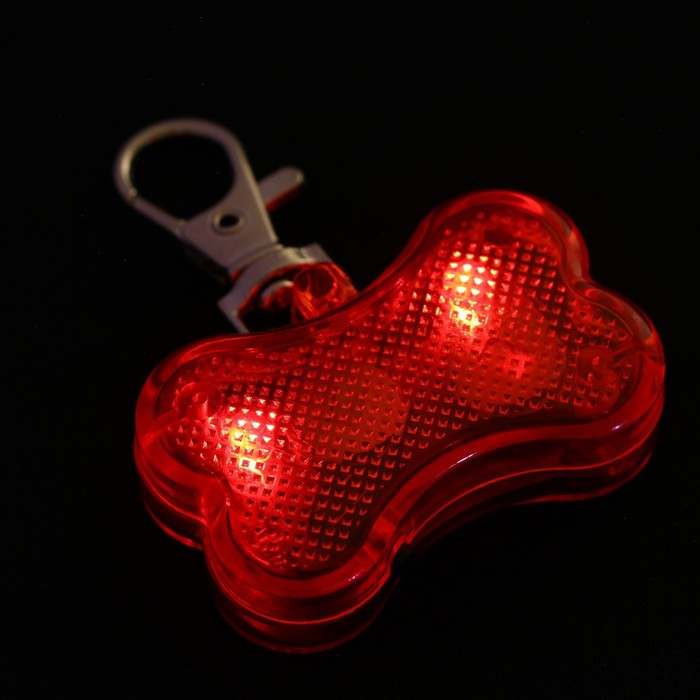 Маячок "Косточка" с наклейкой для записи телефона, 3 режима свечения, красный