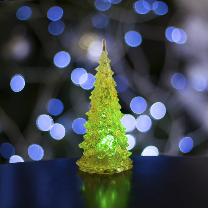 Игрушка световая "Ёлочка загадка" (батарейки в комплекте) 13 см, 1 LED, RGB, ЖЁЛТАЯ