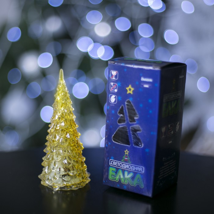 Игрушка световая "Ёлочка загадка" (батарейки в комплекте) 13 см, 1 LED, RGB, ЖЁЛТАЯ