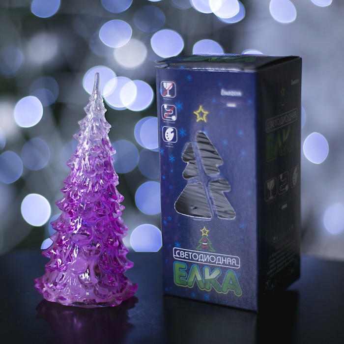 Игрушка световая "Елочка загадка" (батарейки в комплекте) 13 см, 1 LED, RGB, РОЗОВАЯ