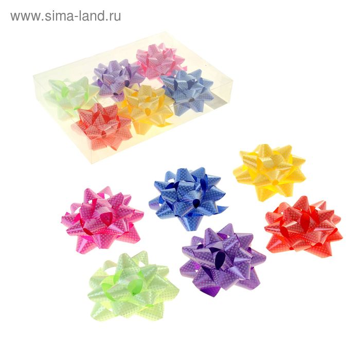 фото Бант-звезда №10,2 (набор 6 шт) горох, цвета ассорти