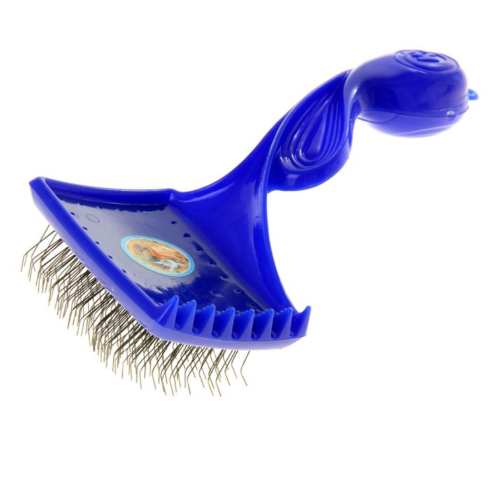 Щетка-пуходерка для вычесывания длинношерстных животных большая, мягкая без капель, основани