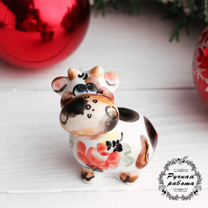 Сувенир «Бычок Гаврюша», гжель, цветной