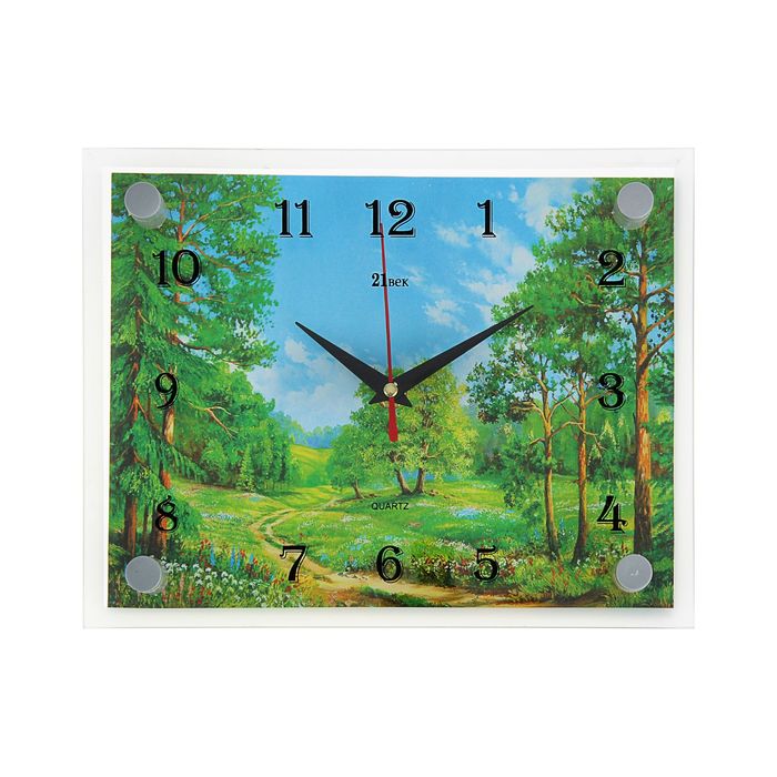 Часы настенные прямоугольные  "Лесная дорога", 20х26 см микс
