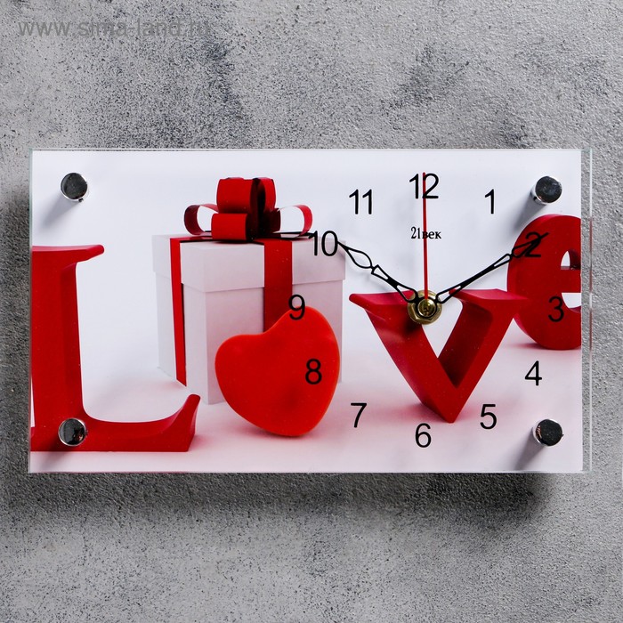 фото Часы настольные, серия: интерьер, "love, подарок", 13х23 см, микс рубин