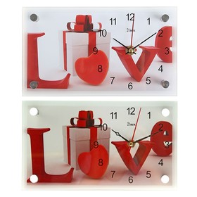 Часы настольные, серия: Интерьер, "Love, подарок", 13х23 см, микс от Сима-ленд