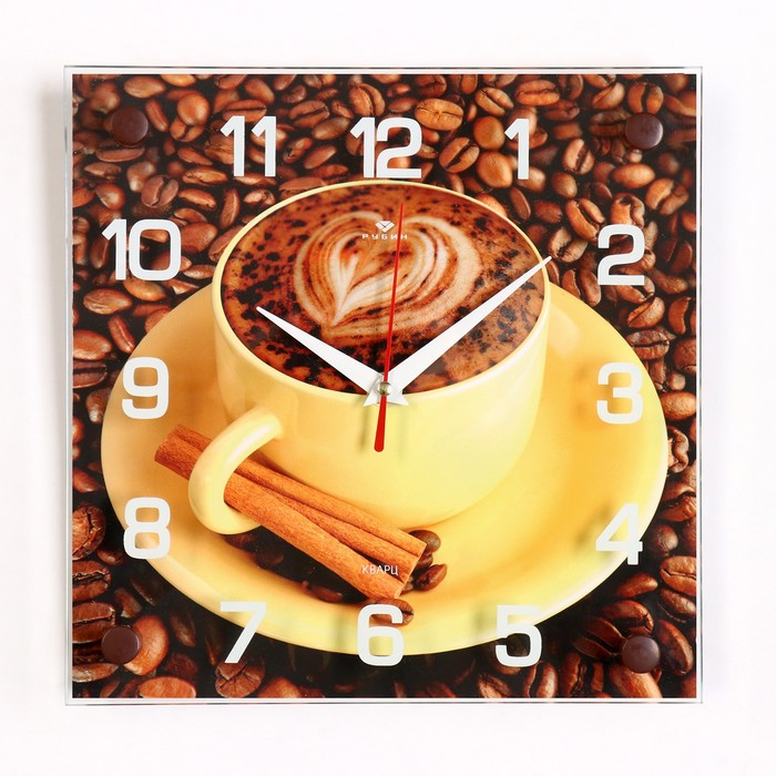 Часы настенные, серия Кухня, Кофе с корицей, 25х25 см, микс