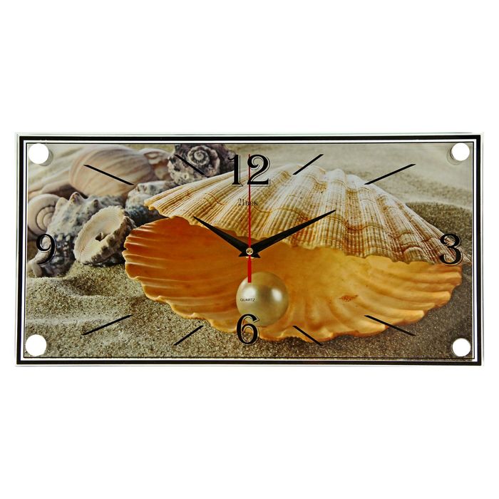 Часы настенные прямоугольные "Жемчужина в ракушке", 19х39 см