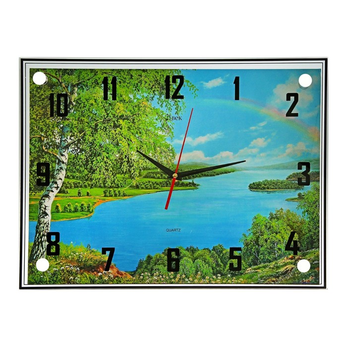 Часы настенные прямоугольные "Радуга над рекой", 35х45 см