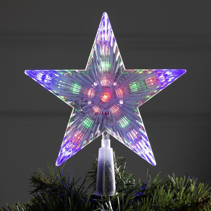 фигура звезда белая ёлочная 22х22 см пластик 30 led 240v мульти шнур 2 метра Светодиодная верхушка на ёлку «Звезда белая» 18 см, 20 LED, провод 2 метра, 220 В, свечение мульти