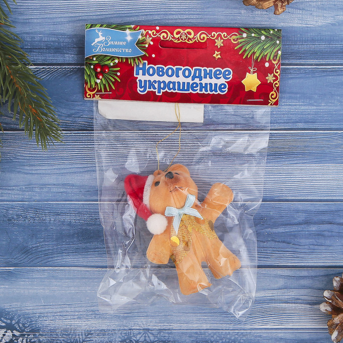 Ёлочная игрушка "Мишка с бантиком" микс