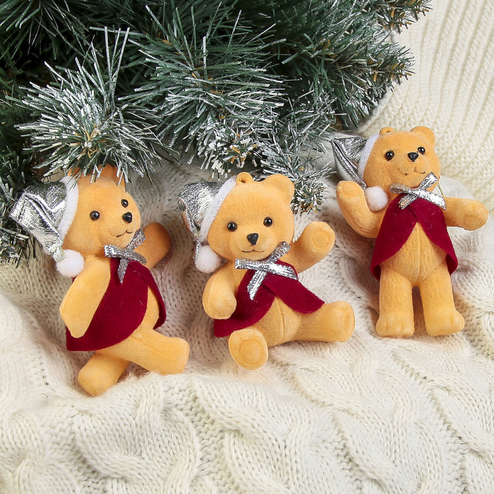 Ёлочная игрушка "Мишка в жилетке" микс