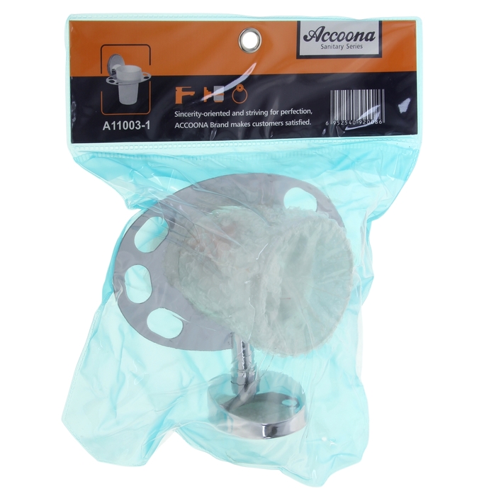 Держатель для зубных щеток Accoona A11003-1, настенный, 1 стакан, стекло, хром