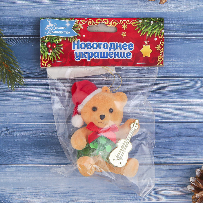 Ёлочная игрушка "Мишка музыкант" микс