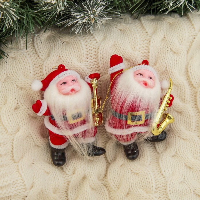 Ёлочная игрушка "Дед Мороз музыкант с длинной бородой" микс