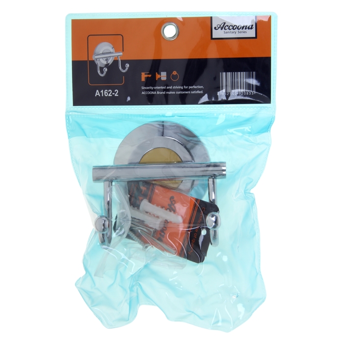 Крючок Accoona A162-2, настенный, двойной, хром