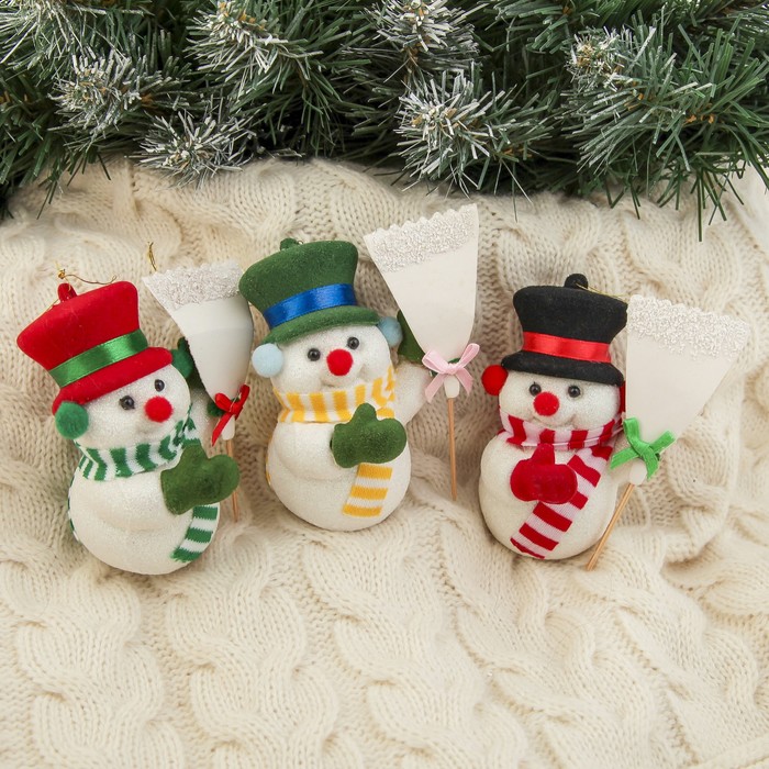 Ёлочная игрушка "Снеговик в шляпе" микс