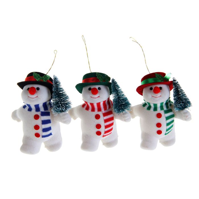 Ёлочная игрушка "Снеговик с ёлкой" микс