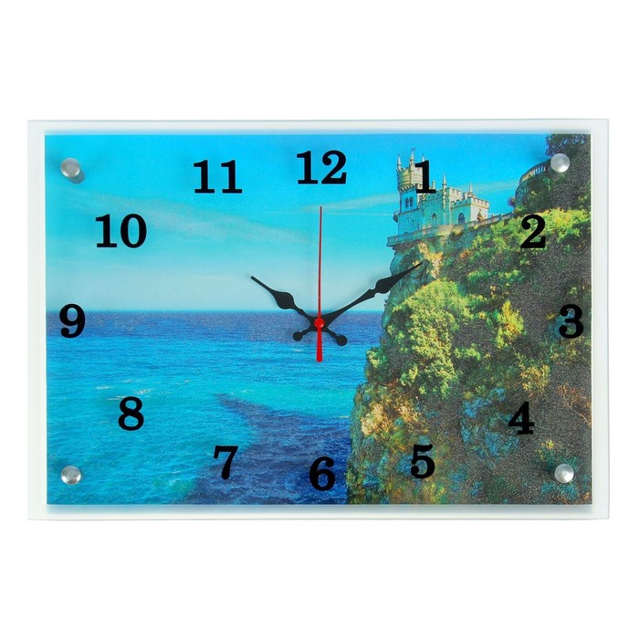 Часы настенные прямоугольные "Замок на краю скалы", микс  25х35 см