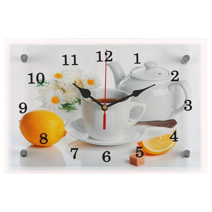 Часы настенные, серия: Кухня, Чайная церемония и лимон, 20х30 см