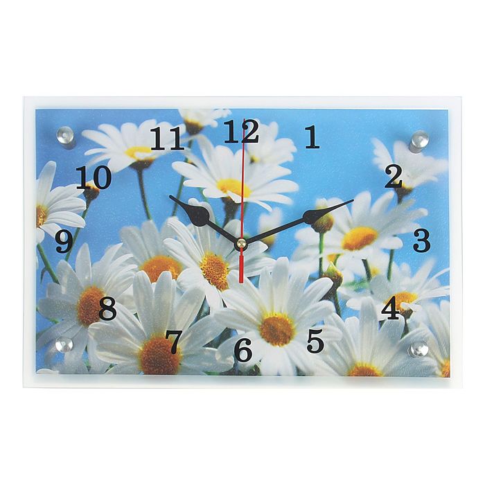 Часы настенные прямоугольные "Ромашки", 20х30 см микс