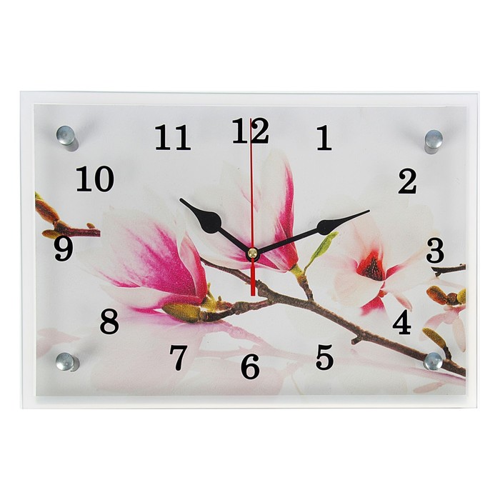 Часы настенные, серия: Цветы, Бело-сиреневые цветы, 20х30 см