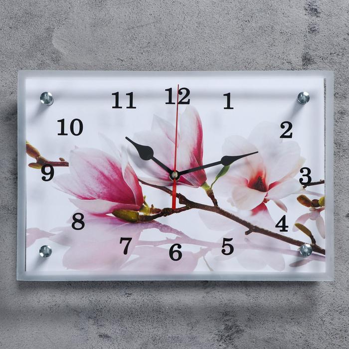 Часы настенные, серия Цветы, Бело-сиреневые цветы, 20х30 см