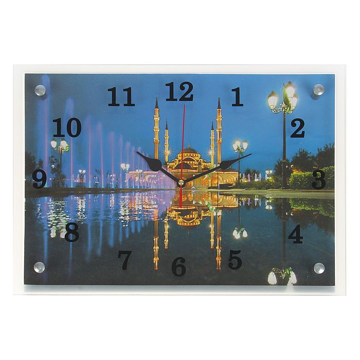 Часы настенные прямоугольные "Мечеть "Сердце Чечни", 25х35 см  микс